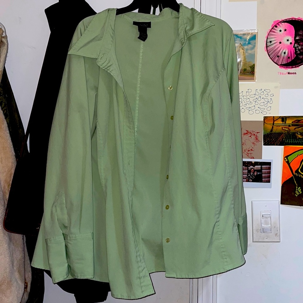 Lane Bryant green button down